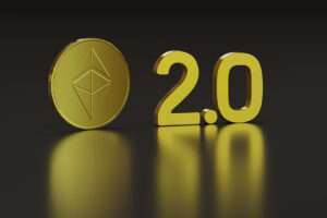 Ethereum 2.0 Symbols on a black background.