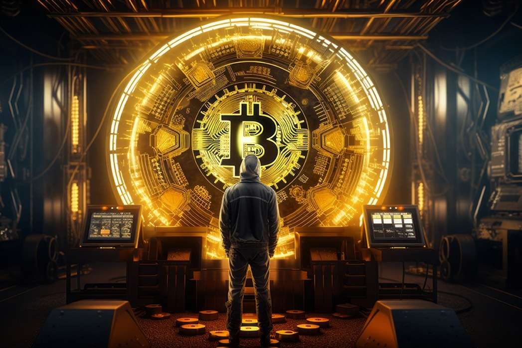 Man standing looking at the future of Bitcoin mining.