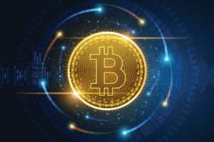 Technical graph of Bitcoin in futuristic concept