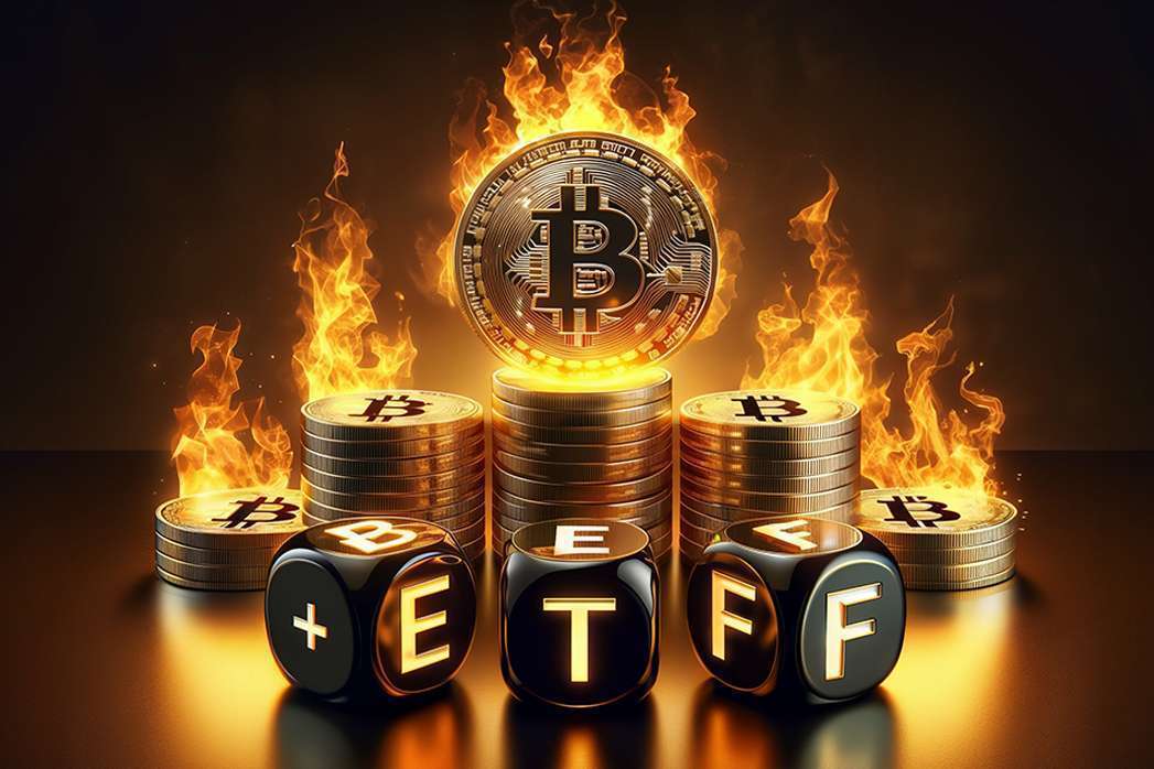 Bitcoin ETF with coins burning showing demand for crypto