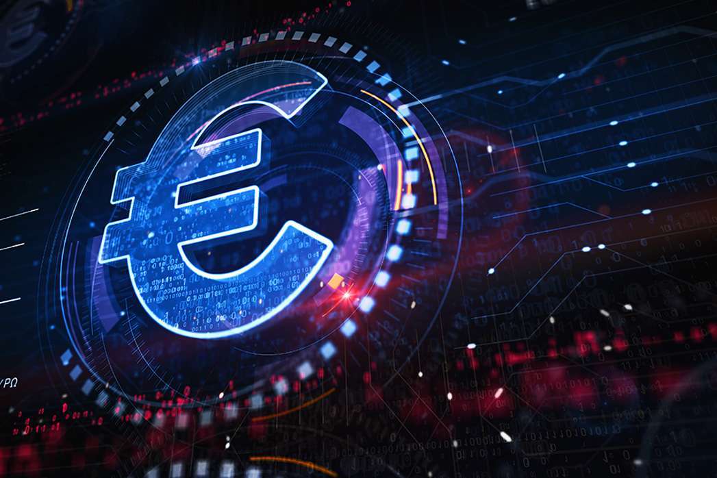 Euro currency icon and EUR money symbol digital concept 3d illustration