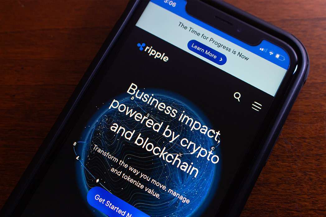 Vancouver, CANADA - Apr 30 2024 : Website of Ripple seen in an iPhone screen. Ripple (XRP) is a digital payment protocol and cryptocurrency that aims to facilitate international money transfers