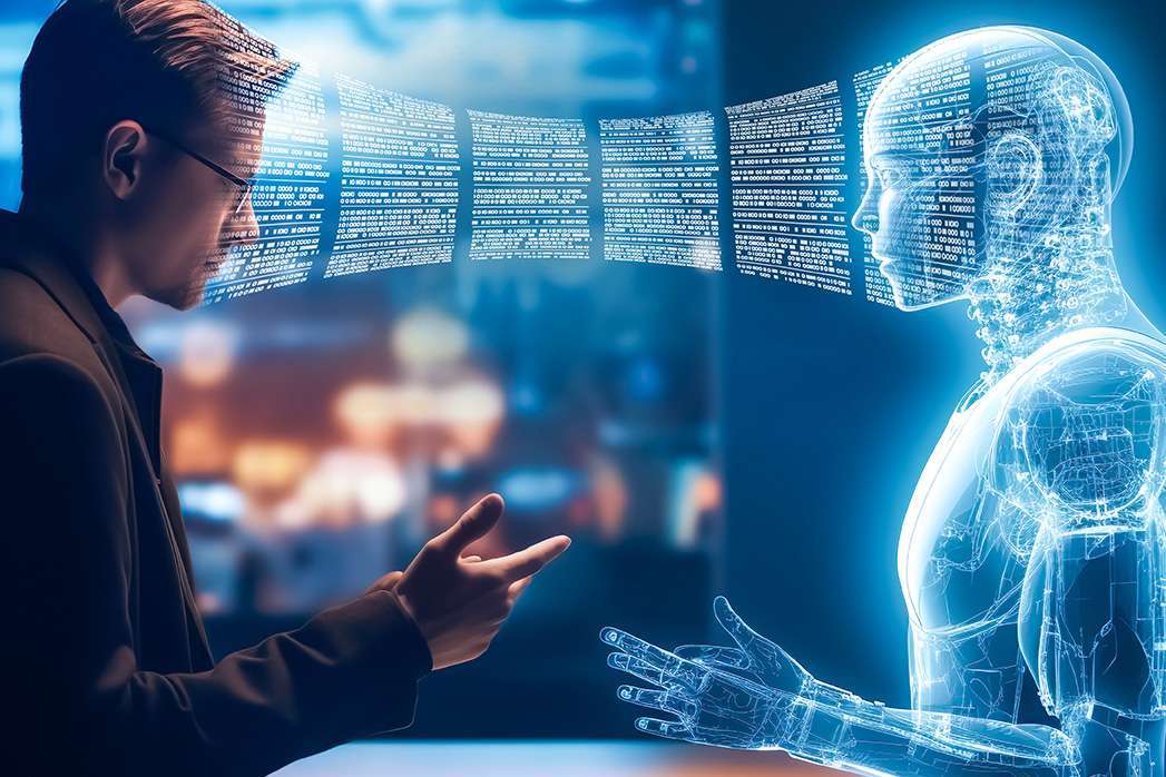 ai artificial intelligence connecting interaction with human.