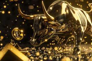 finance, BTC, crypto and stock prices and chart showing stock market
