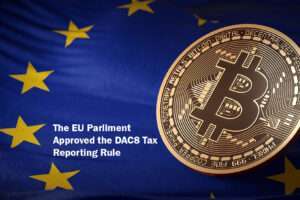 Bitcoin coin with flag of European Union.