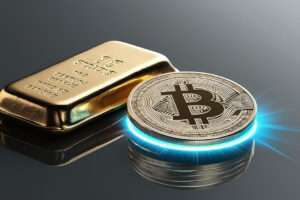 Gold Bar and Bitcoin