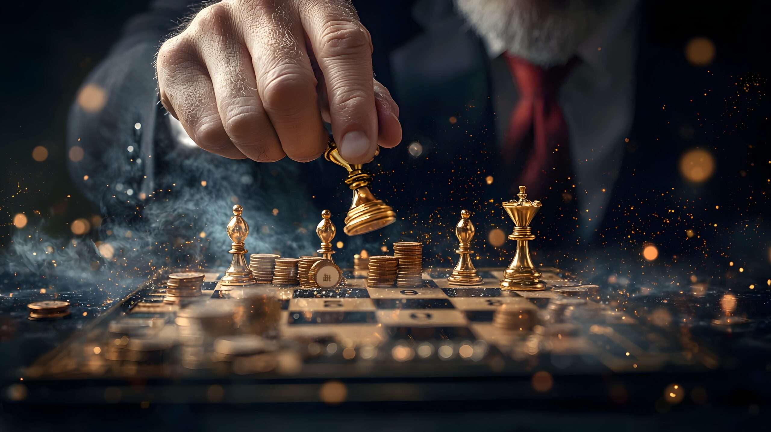 Downloaded Save to Library Preview Crop Find Similar File #: 1342754824 Chessboard with central banks as players moving percentage shaped pieces illustrating strategic financial decisions and policy implementations in the global economy and markets.