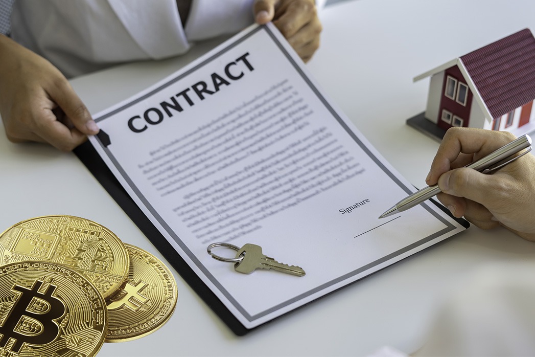 Real estate brokerage agent Contract, agreement, home insurance concept.