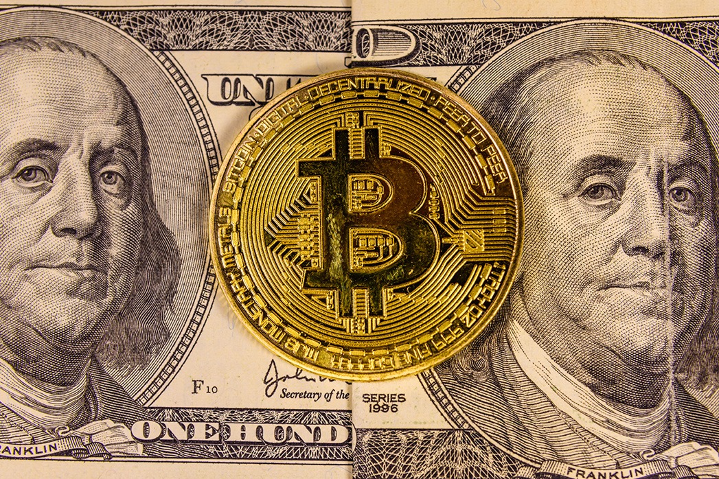 Bitcoin On A One Hundred Dollar Bills.