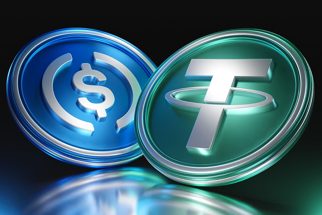 USDC and USDT logo.