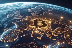 Decentralized bitcoin network over Europe continent.