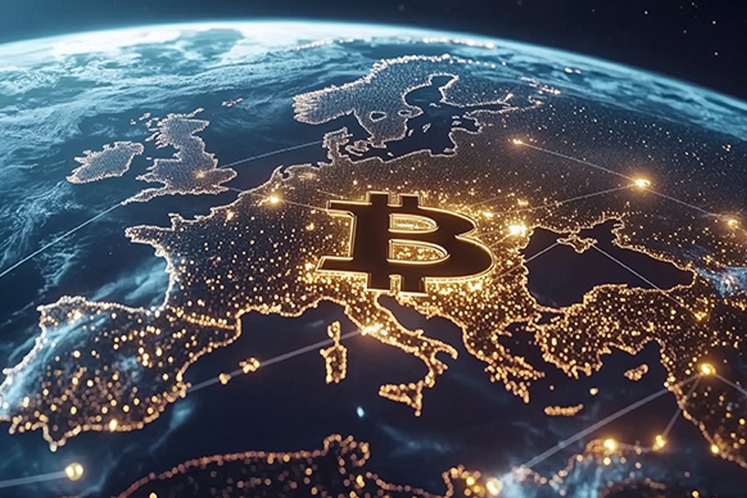 Decentralized bitcoin network over Europe continent.