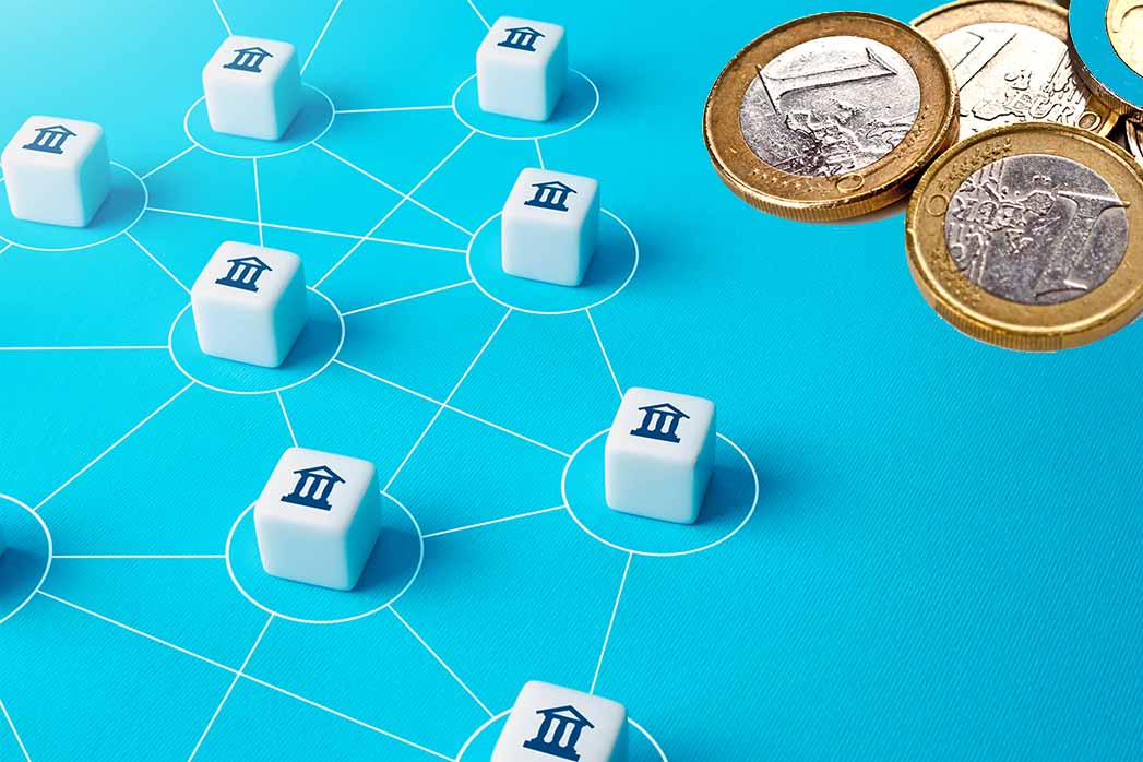 Gov agencies on blockchain with euro coins.