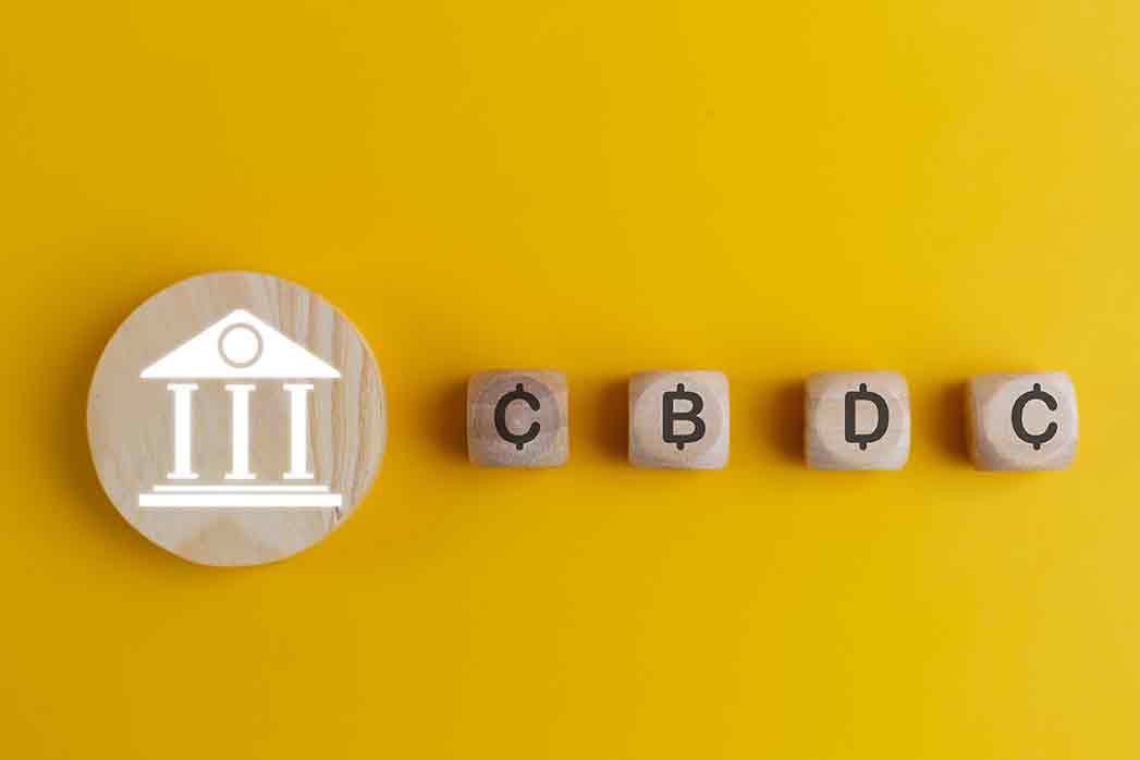 CBDC Central Bank Digital Currency Concept. Wooden cubes with the word CBDC and the symbol.