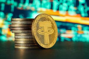 Pile of Tether Cryptocurrencies.