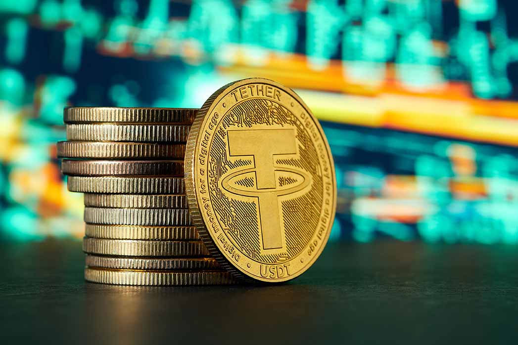 Pile of Tether Cryptocurrencies.