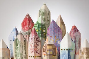 Various paper currencies.