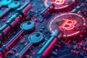 Crypto and bitcoin self custody cold storage or hardware wallet for digital assets personal keys and Spot ETF funds digital finance concept.