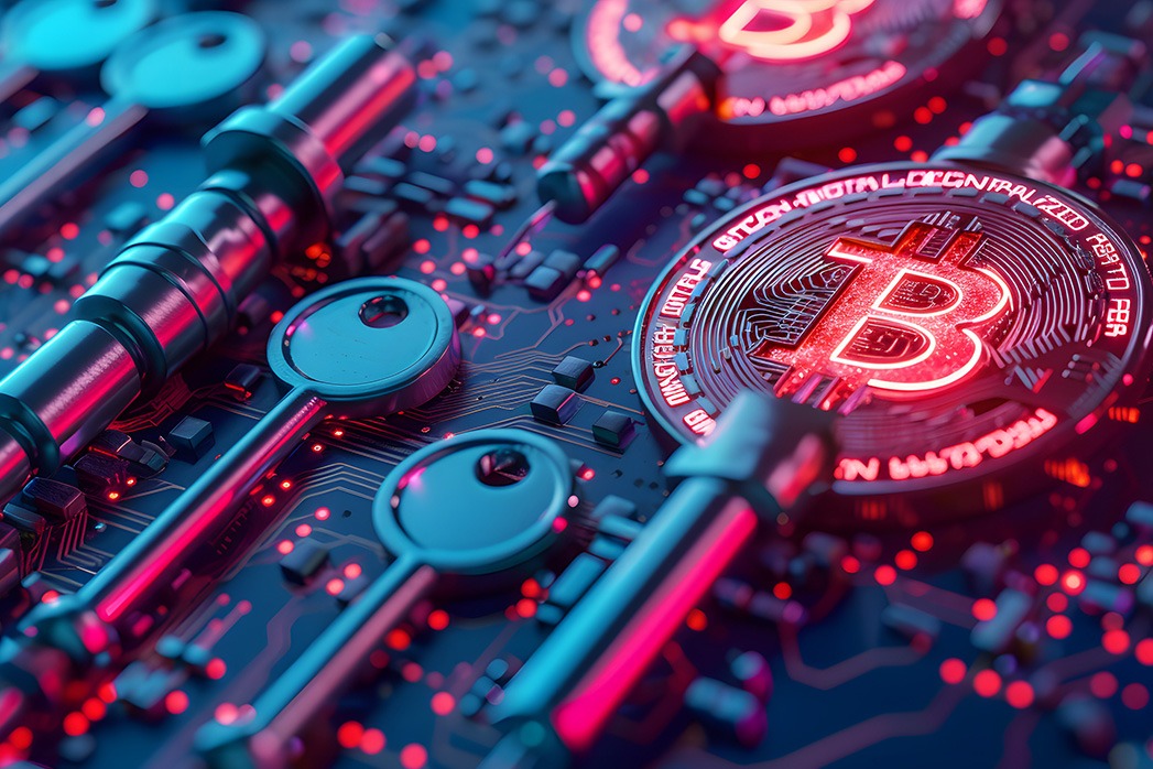 Crypto and bitcoin self custody cold storage or hardware wallet for digital assets personal keys and Spot ETF funds digital finance concept.