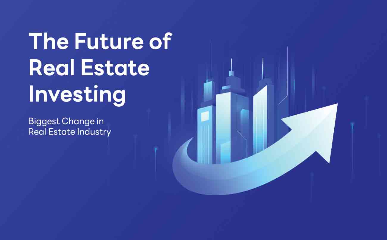The Future of Real Estate Investing blue background.