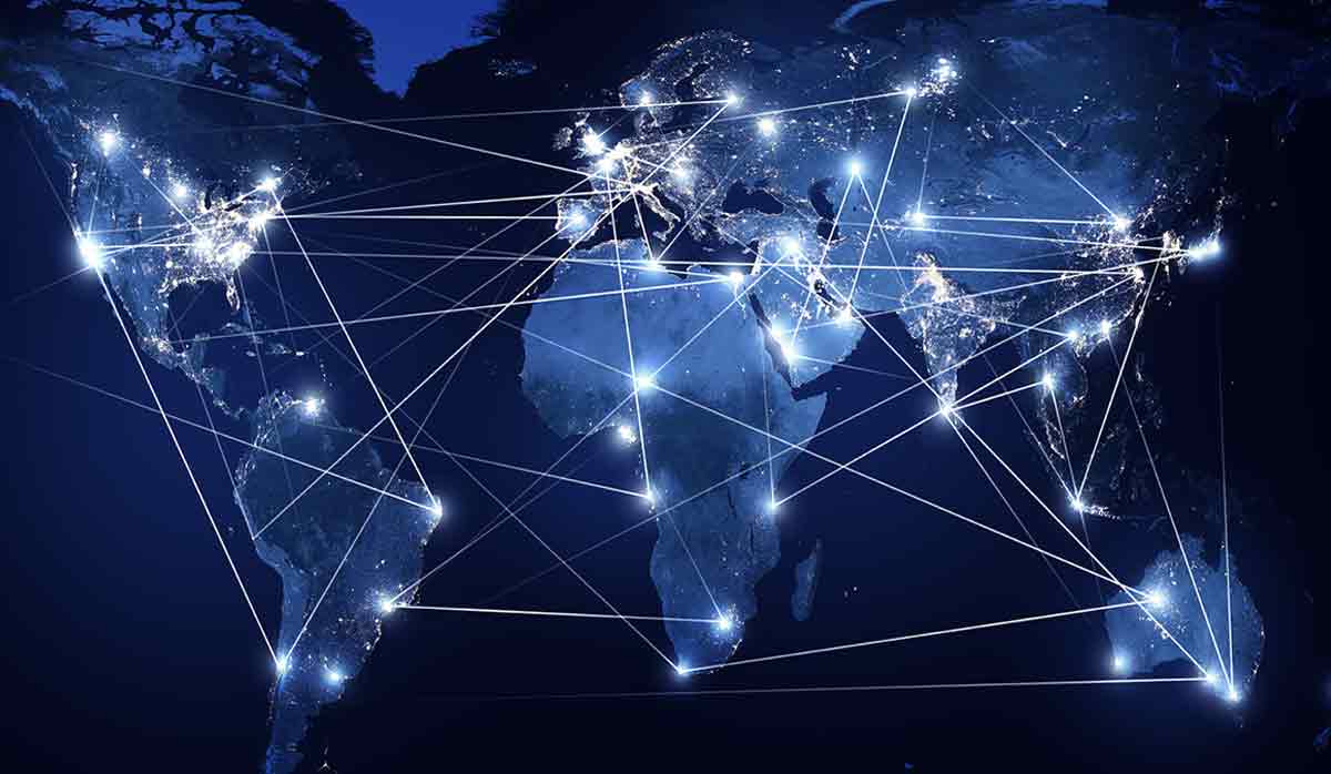 Global networking and international communication. The world map is a symbol of the global network—elements of this image furnished by NASA.